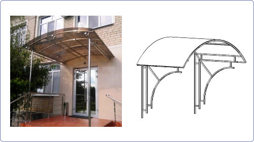 Крыльцо навес  нержавейка + поликарбонат в зависимости от конструкции - цена договорная.