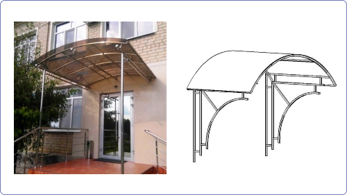 Крыльцо навес нержавейка + поликарбонат в зависимости от конструкции - цена договорная.